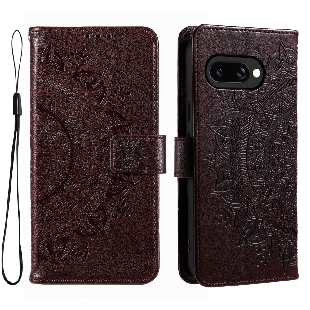 Funda de Cuero Mandala Google Pixel 9a Marrón