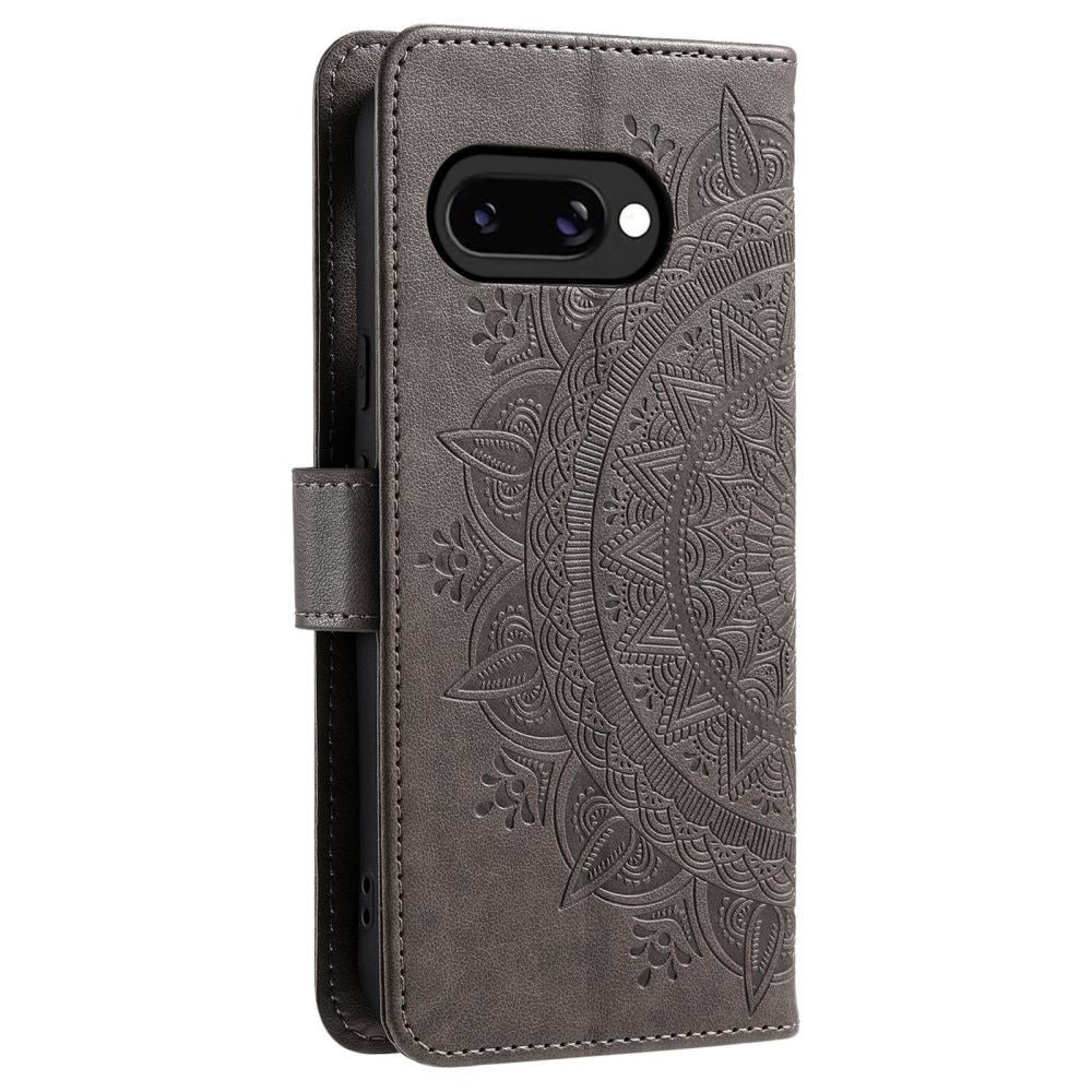 Funda de Cuero Mandala Google Pixel 9a Gris