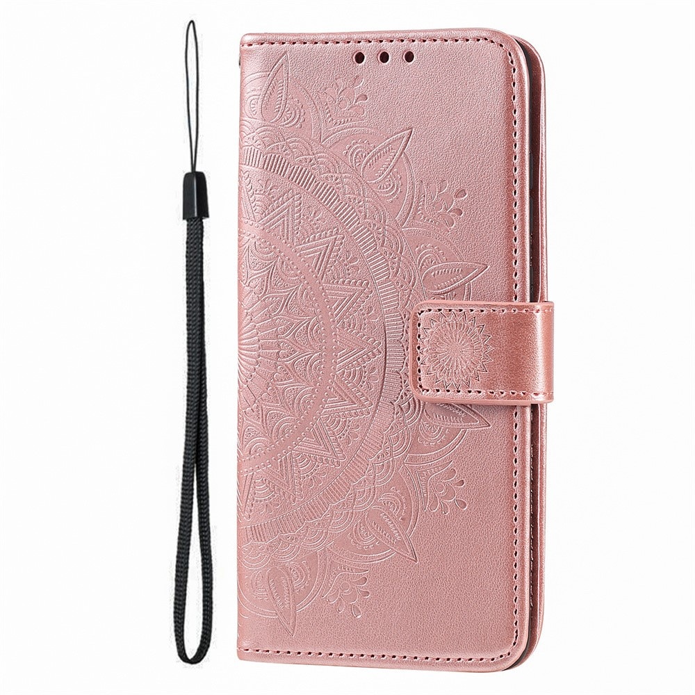 Funda de Cuero Mandala Google Pixel 9a Oro rosa