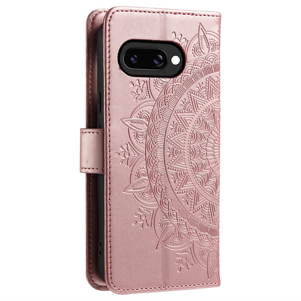 Funda de Cuero Mandala Google Pixel 9a Oro rosa