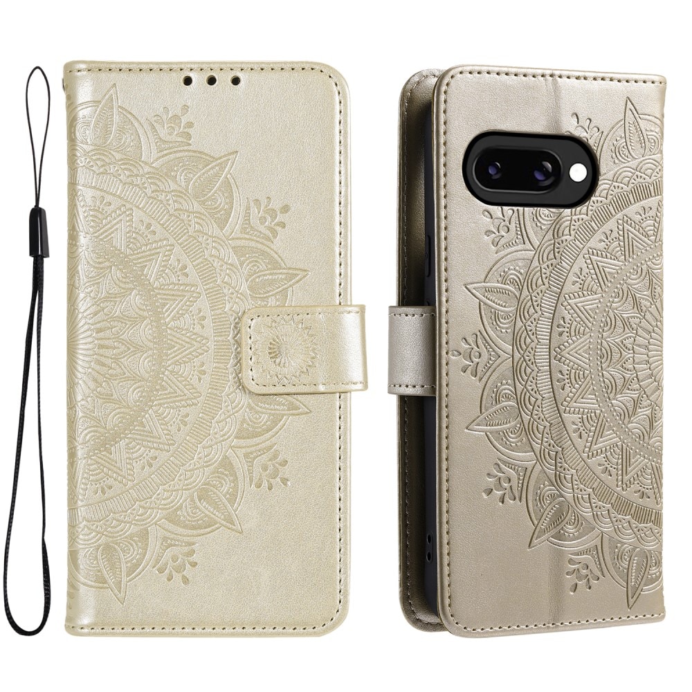 Funda de Cuero Mandala Google Pixel 9a Oro