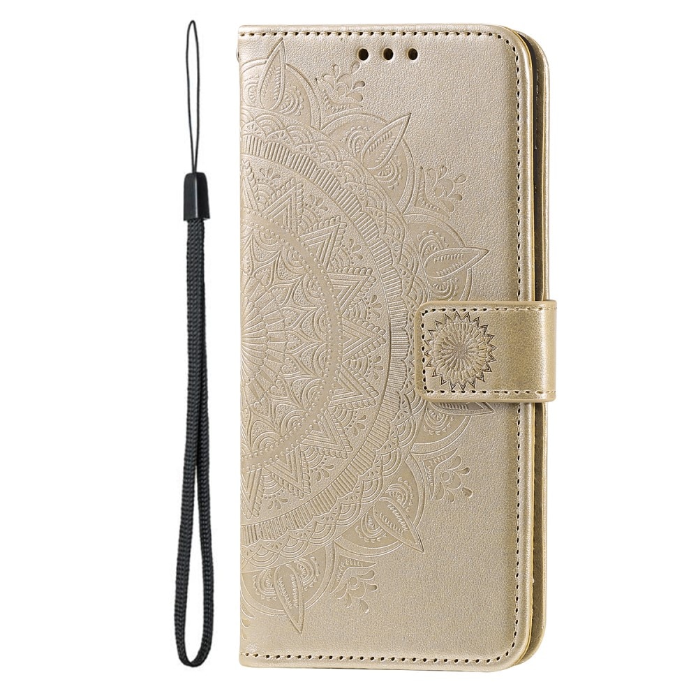 Funda de Cuero Mandala Google Pixel 9a Oro