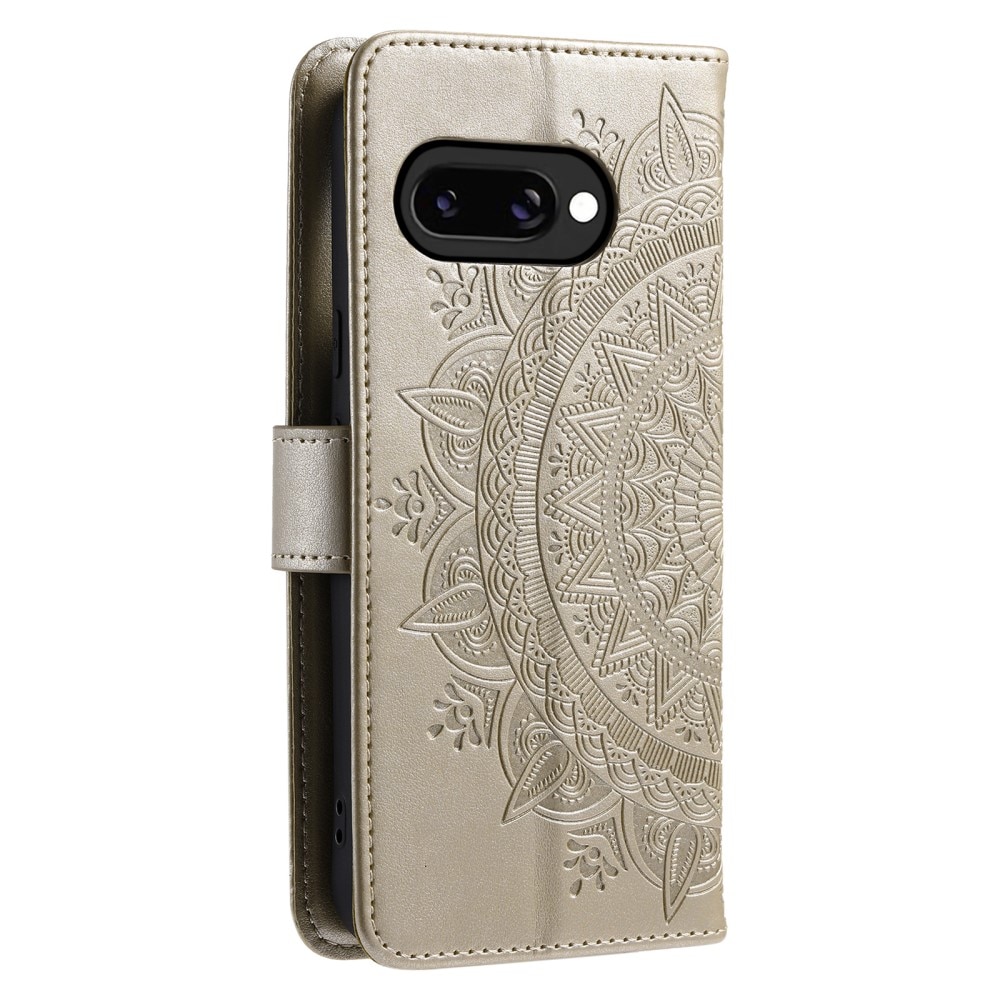 Funda de Cuero Mandala Google Pixel 9a Oro