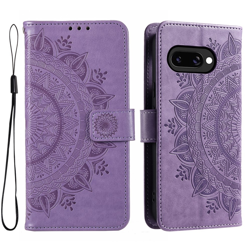 Funda de Cuero Mandala Google Pixel 9a Púrpura