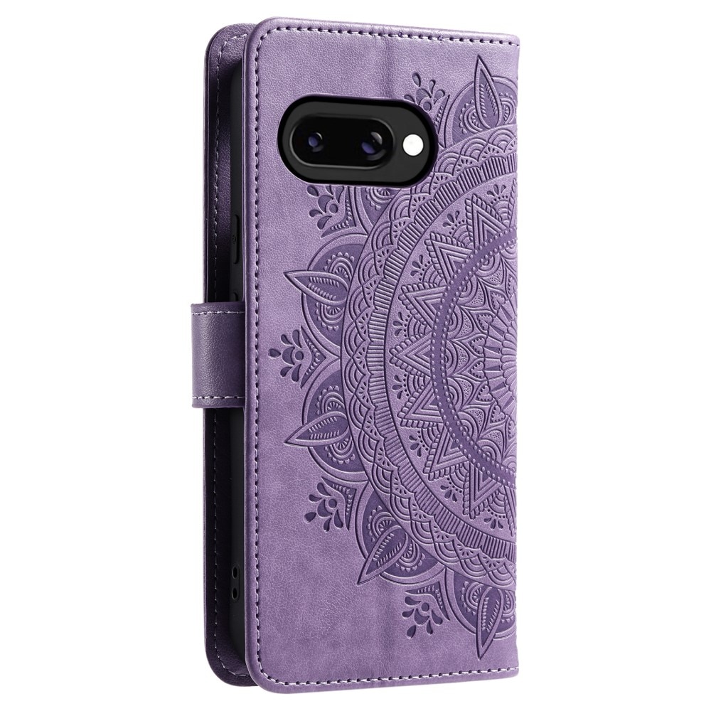 Funda de Cuero Mandala Google Pixel 9a Púrpura