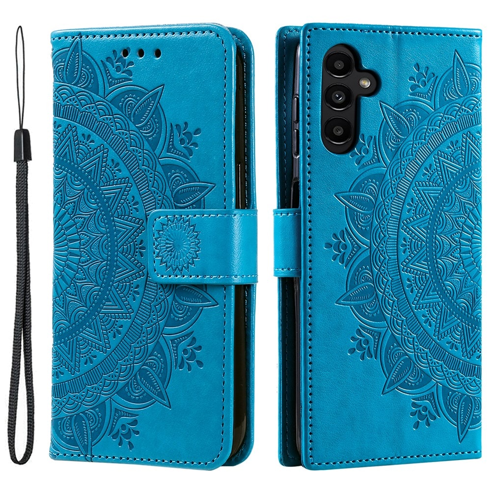 Funda de Cuero Mandala Samsung Galaxy A36 azul