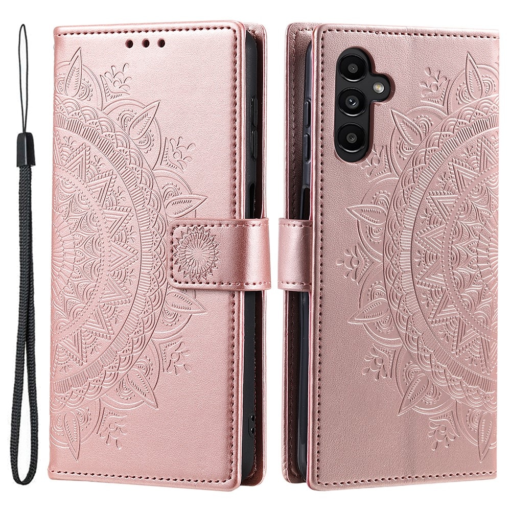 Funda de Cuero Mandala Samsung Galaxy A36 oro rosa