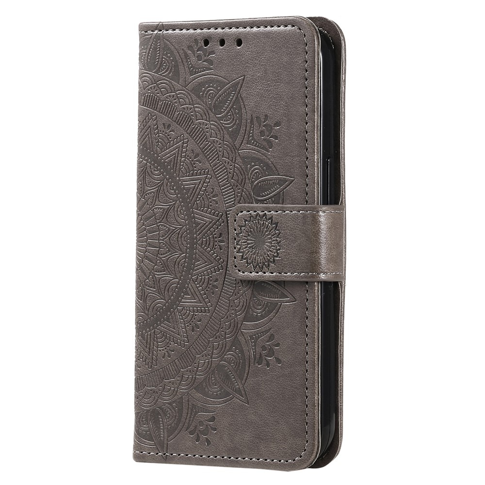 Funda de Cuero Mandala Samsung Galaxy A36 gris