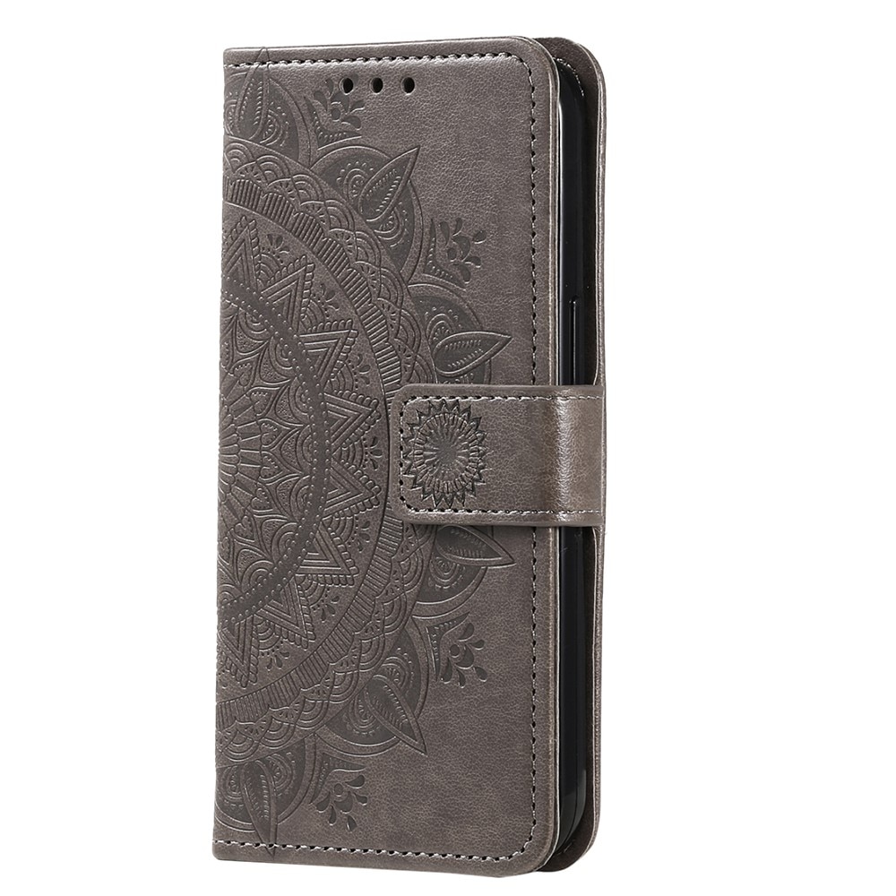 Funda de Cuero Mandala Samsung Galaxy A56 gris