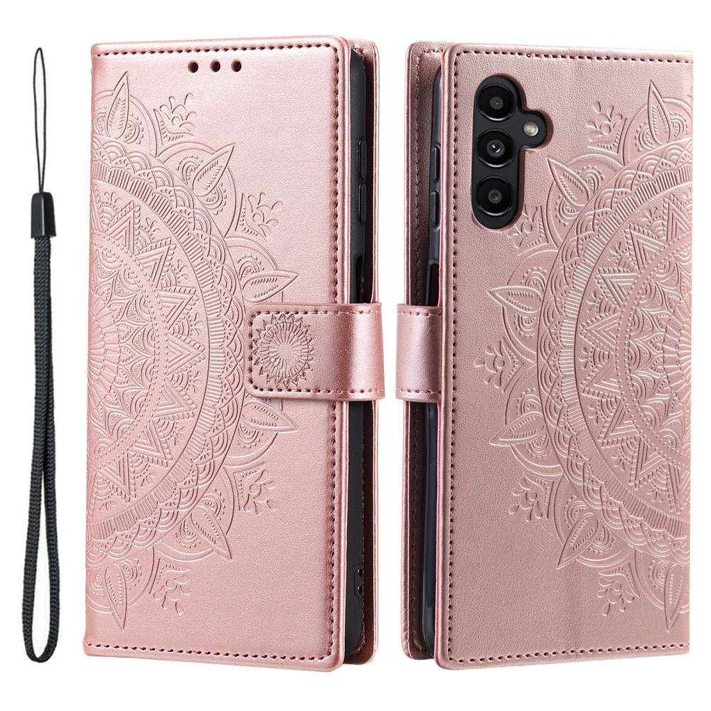 Funda de Cuero Mandala Samsung Galaxy A56 oro rosa