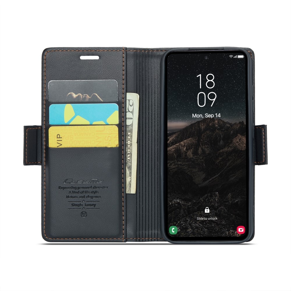 Funda delgada con solapa anti-RFID Samsung Galaxy S25 Negro