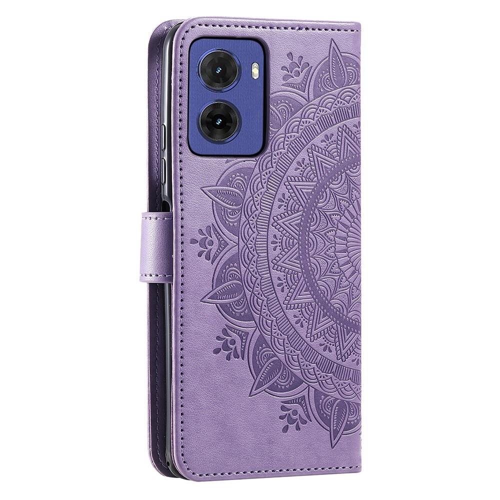 Funda de Cuero Mandala Motorola Moto E15 violeta