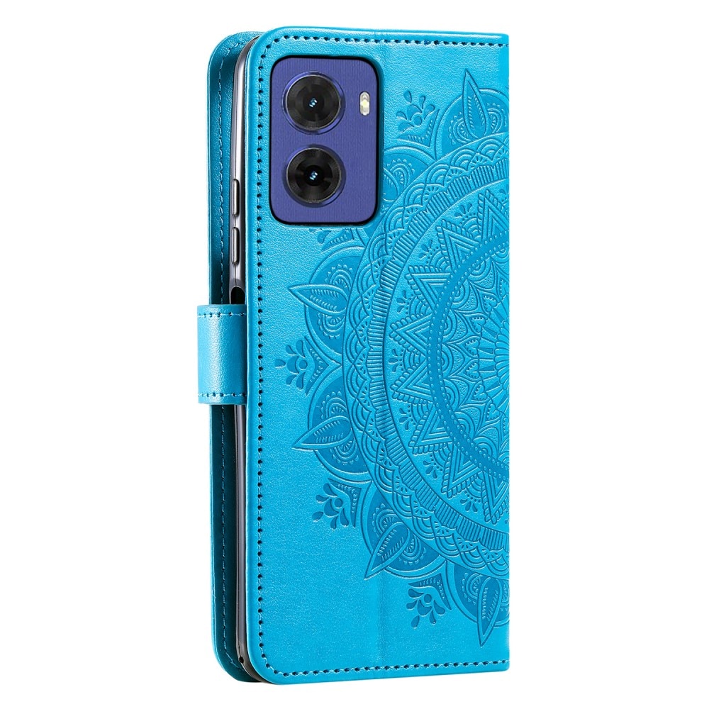 Funda de Cuero Mandala Motorola Moto E15 azul