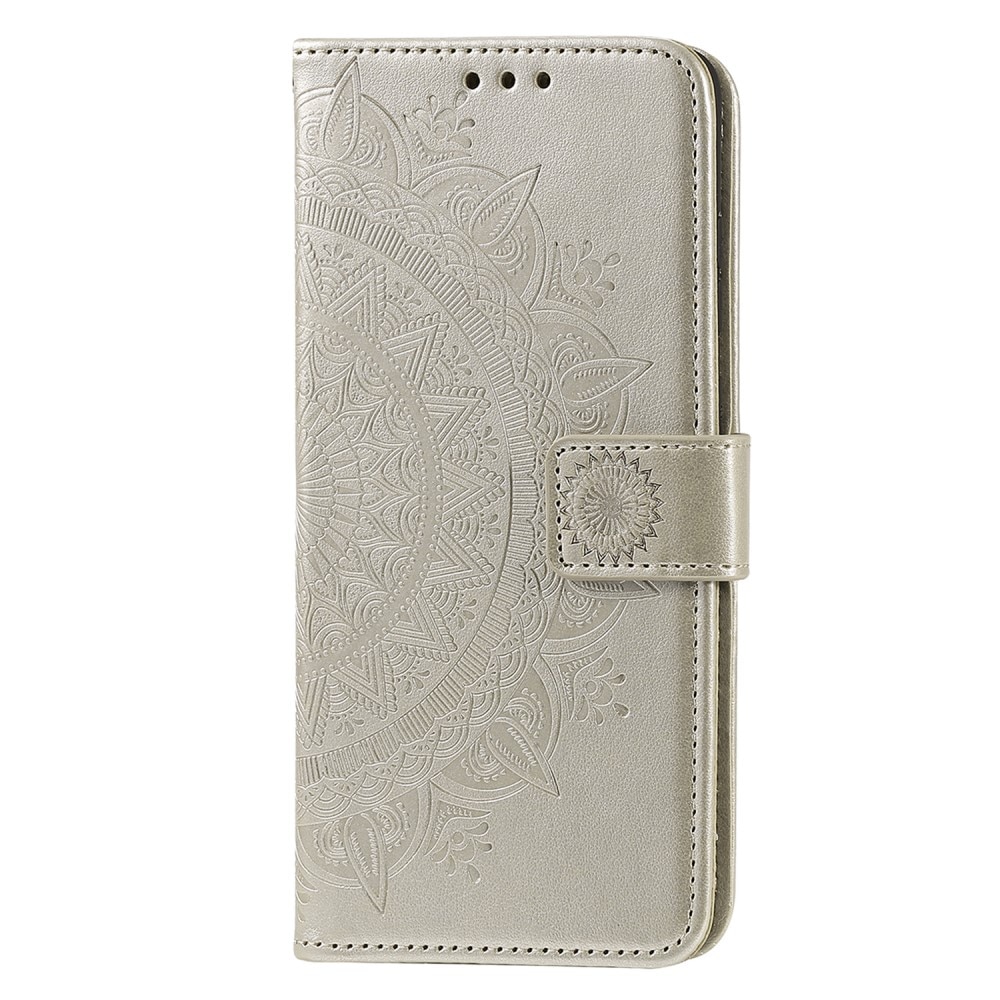 Funda de Cuero Mandala Motorola Moto E15 oro