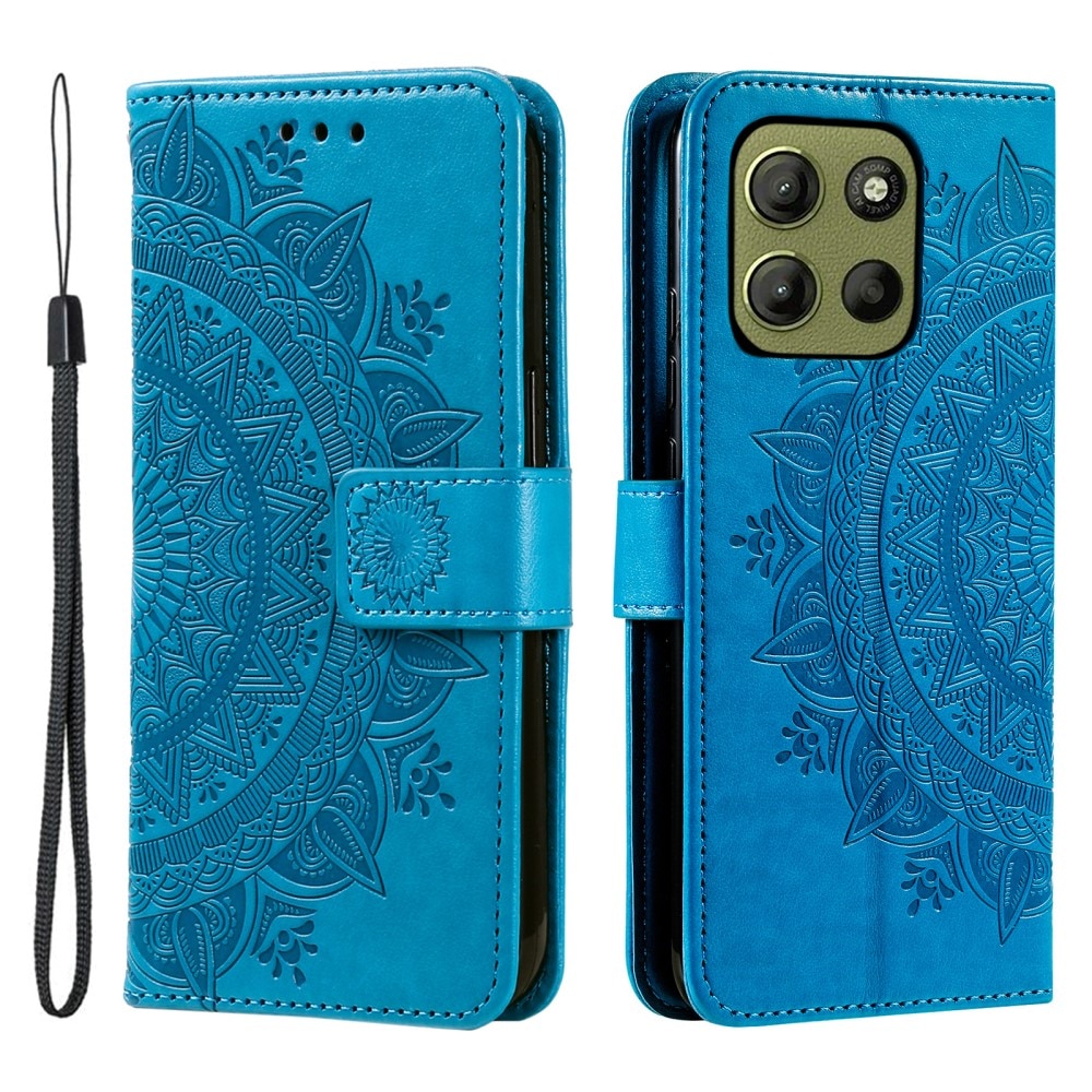 Funda de Cuero Mandala Motorola Moto G15 Power azul