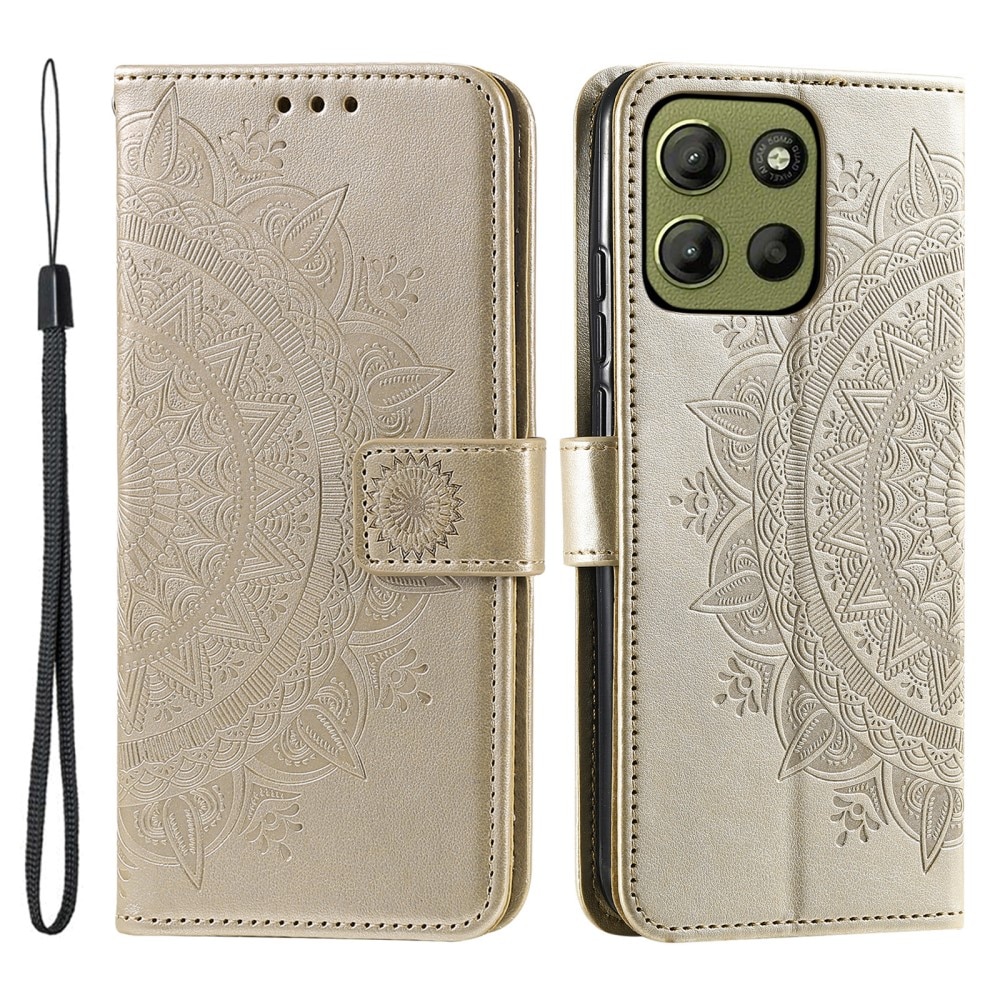 Funda de Cuero Mandala Motorola Moto G15 Power oro