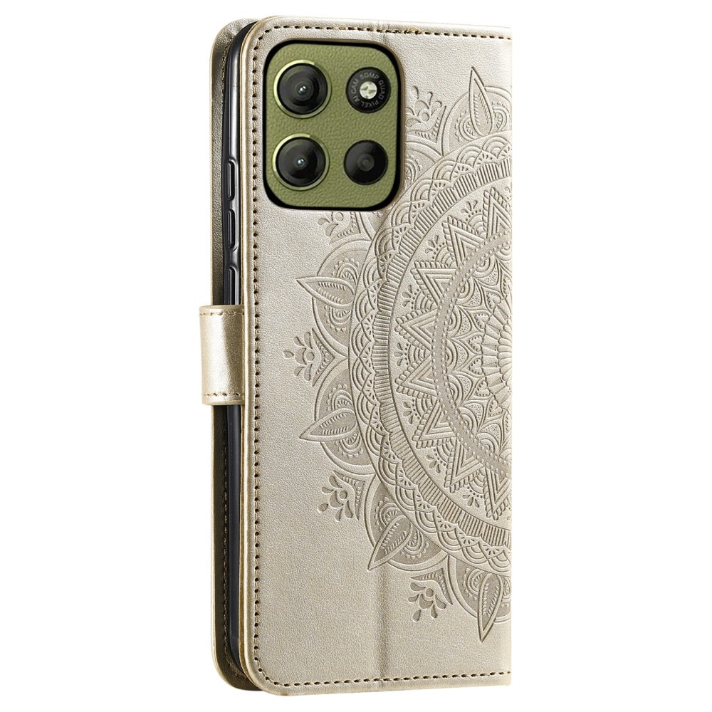 Funda de Cuero Mandala Motorola Moto G15 Power oro