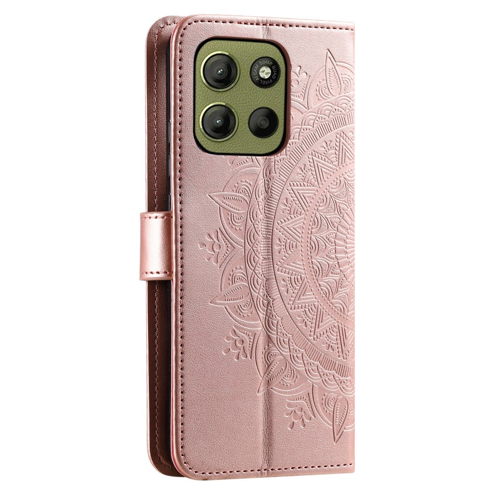 Funda de Cuero Mandala Motorola Moto G15 Power oro rosa