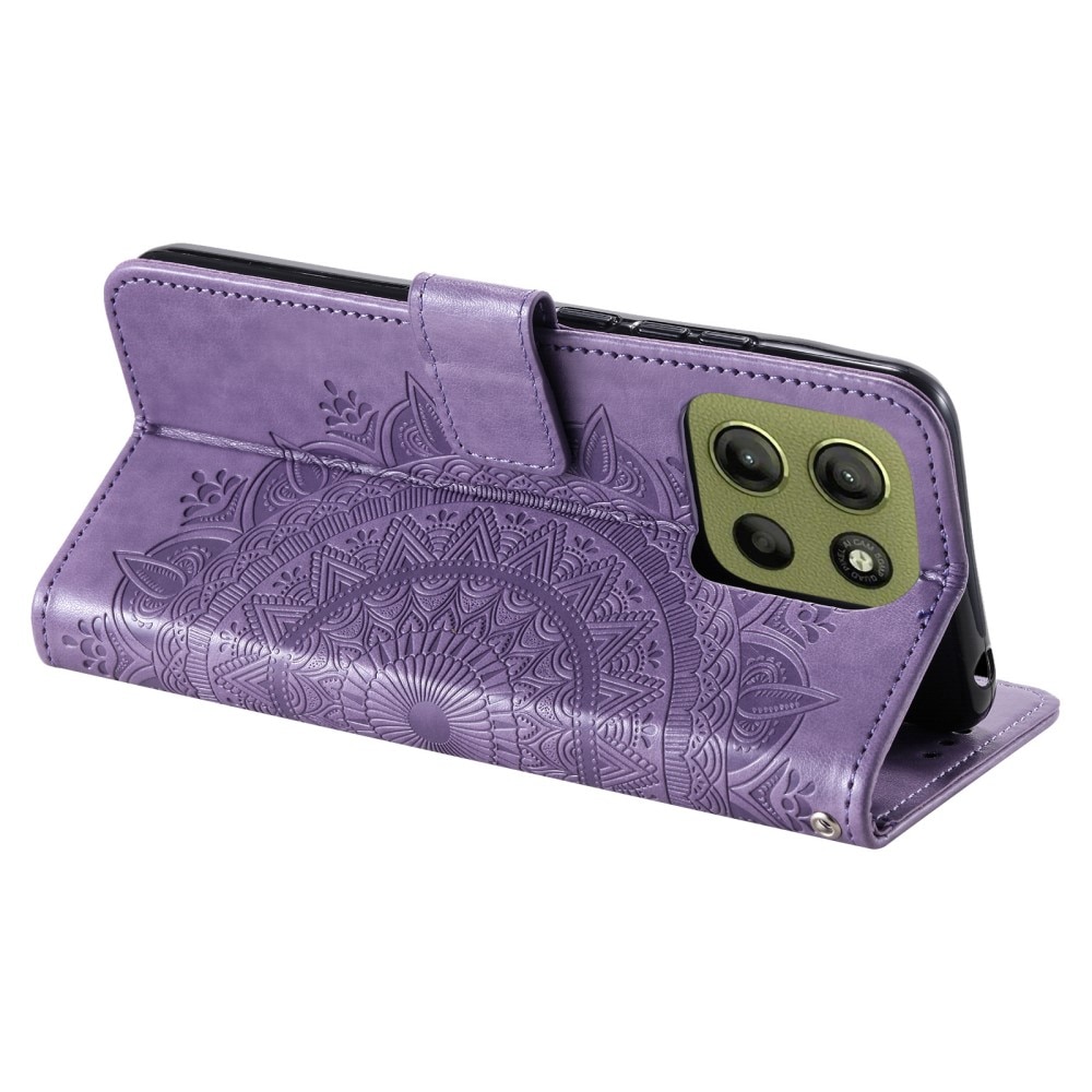 Funda de Cuero Mandala Motorola Moto G15 violeta