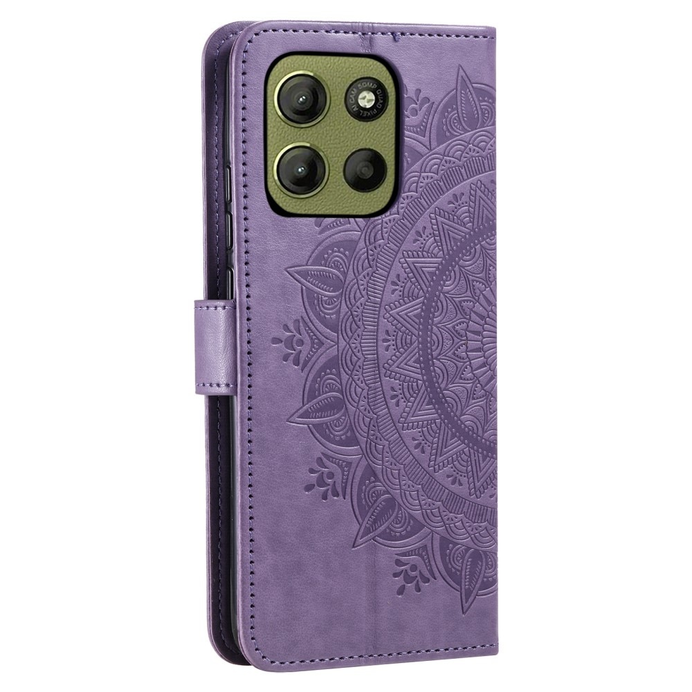 Funda de Cuero Mandala Motorola Moto G15 violeta