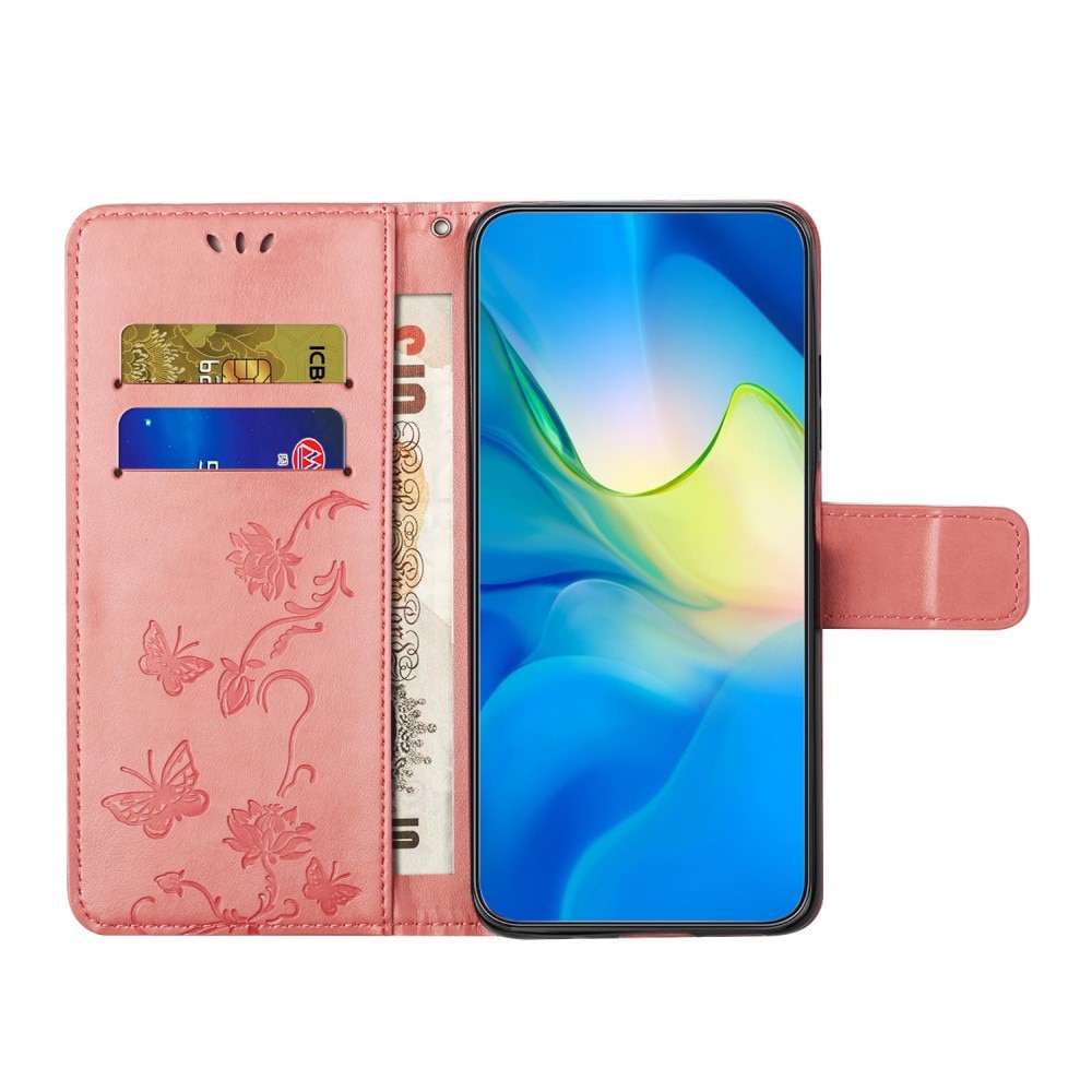 Funda de Cuero con Mariposas Motorola Moto G15 Power, rosado