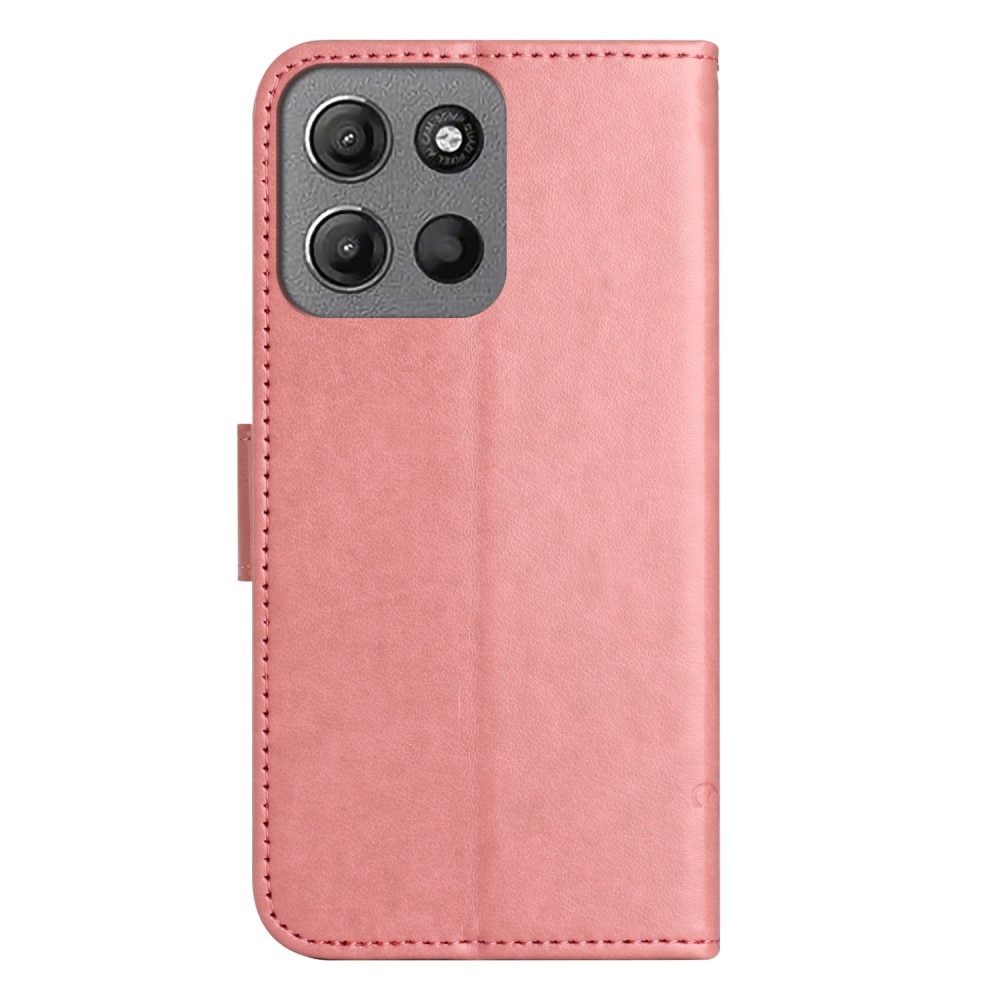 Funda de Cuero con Mariposas Motorola Moto G15 Power, rosado