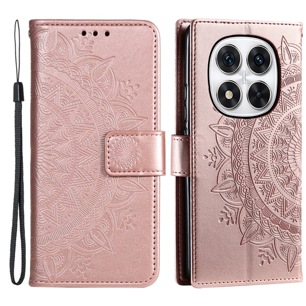 Funda de Cuero Mandala Xiaomi Redmi Note 14 Pro oro rosa