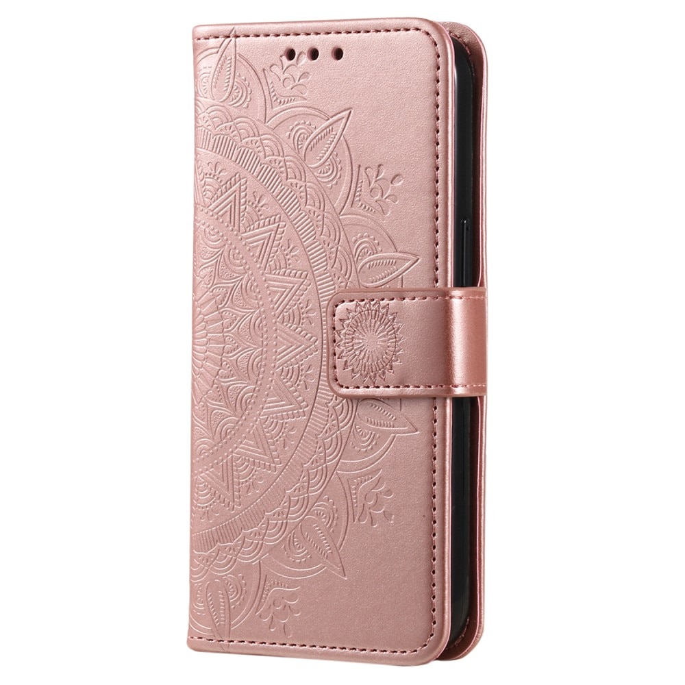 Funda de Cuero Mandala Xiaomi Redmi Note 14 Pro oro rosa