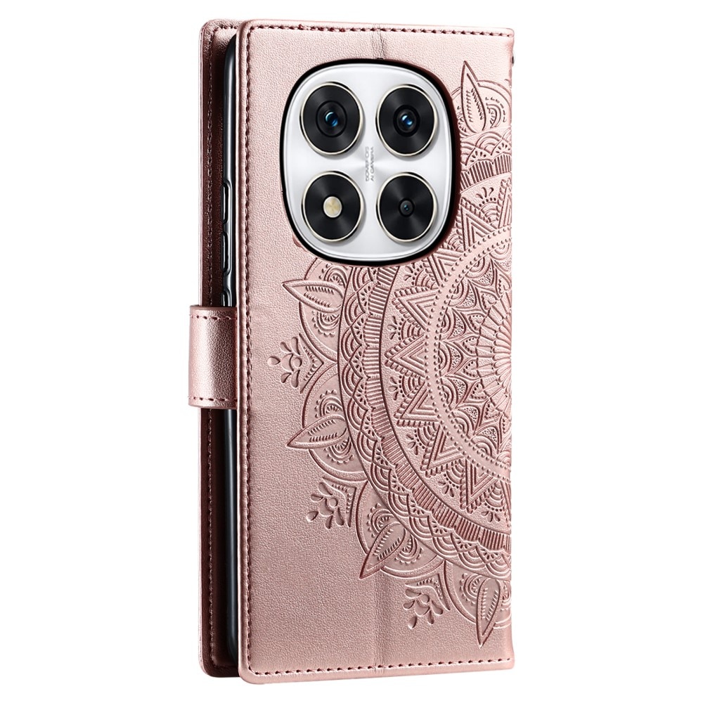 Funda de Cuero Mandala Xiaomi Redmi Note 14 Pro oro rosa