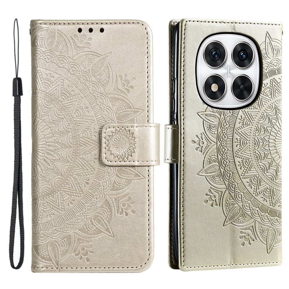 Funda de Cuero Mandala Xiaomi Redmi Note 14 Pro oro