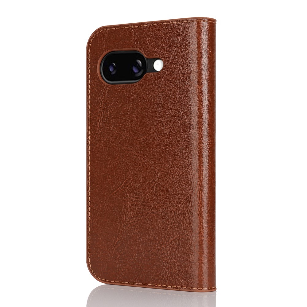 Funda cartera de cuero genuino Google Pixel 9a Marrón