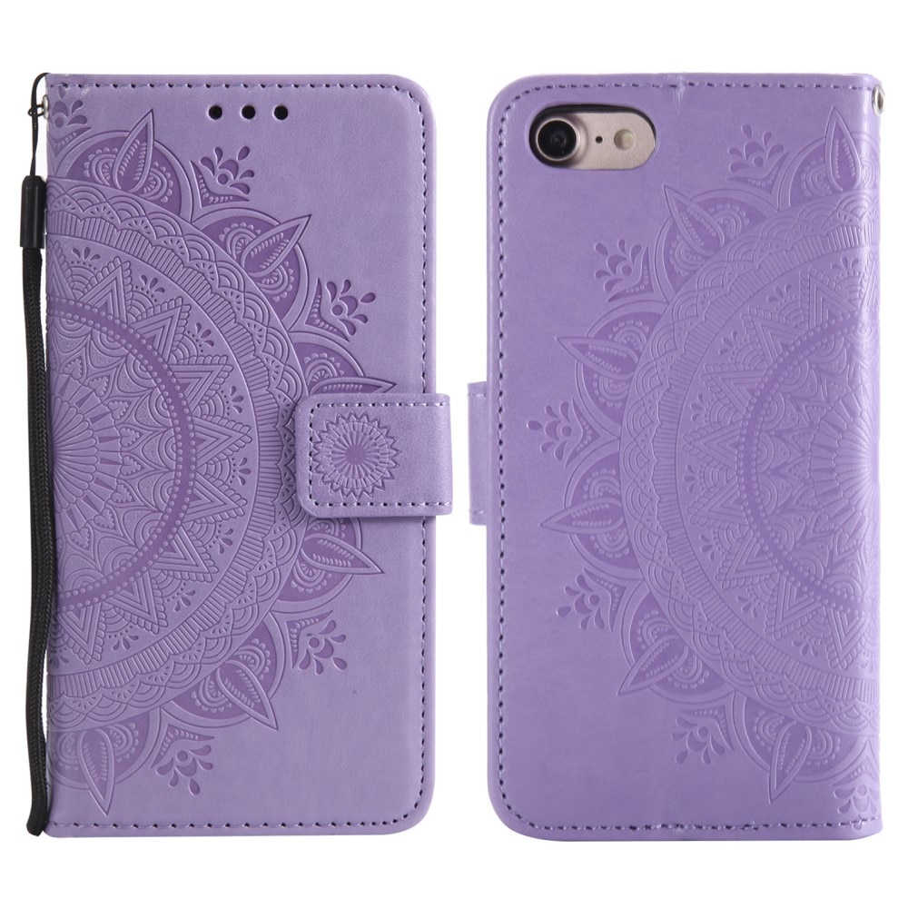 Funda de Cuero Mandala iPhone 16e violeta