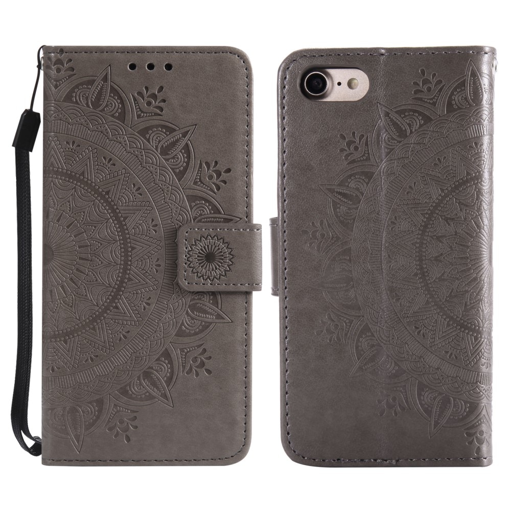 Funda de Cuero Mandala iPhone 16e Gris