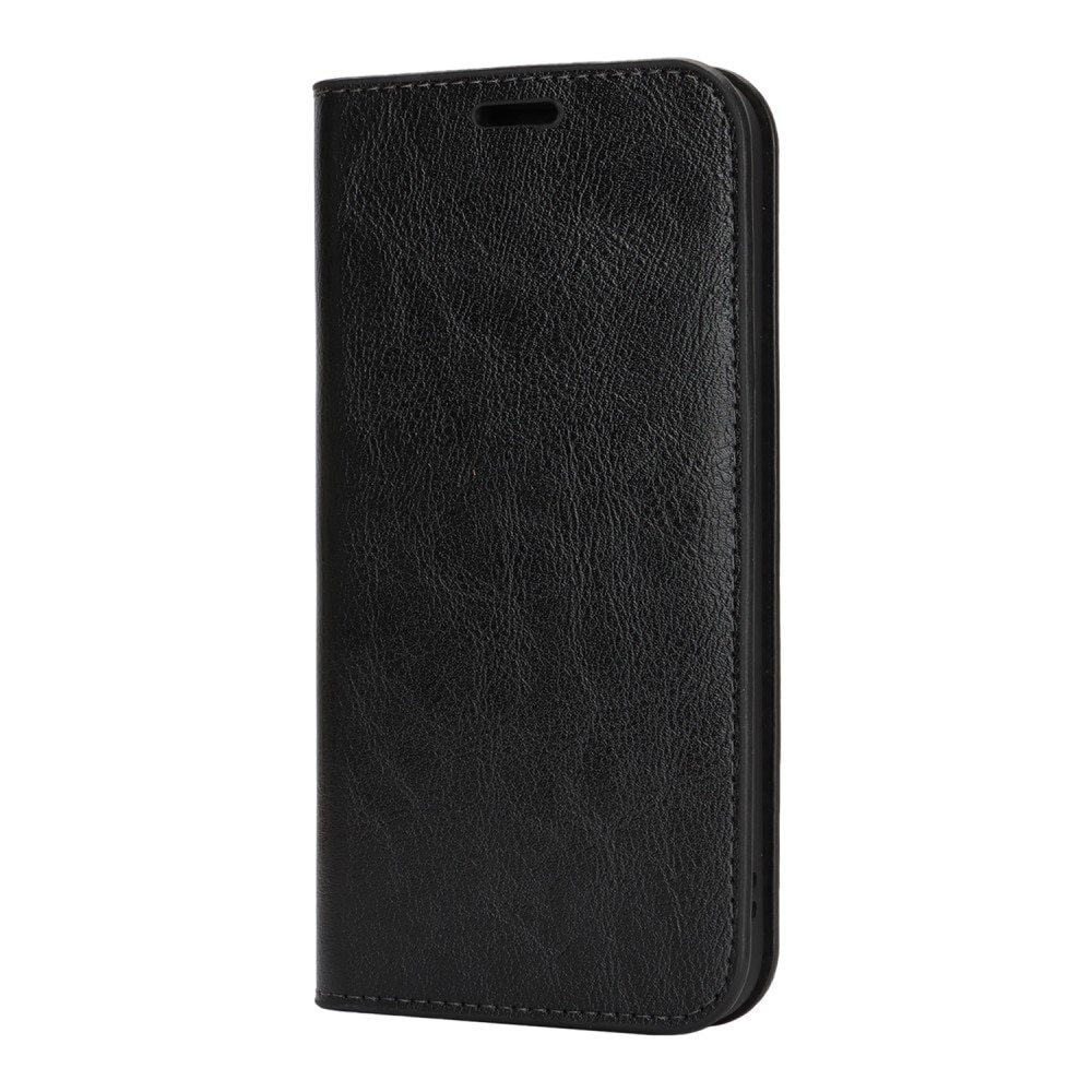 Funda cartera de cuero genuino iPhone SE 4 Negro