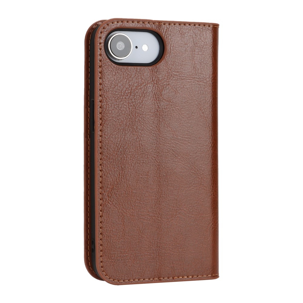 Funda cartera de cuero genuino iPhone SE 4 Marrón