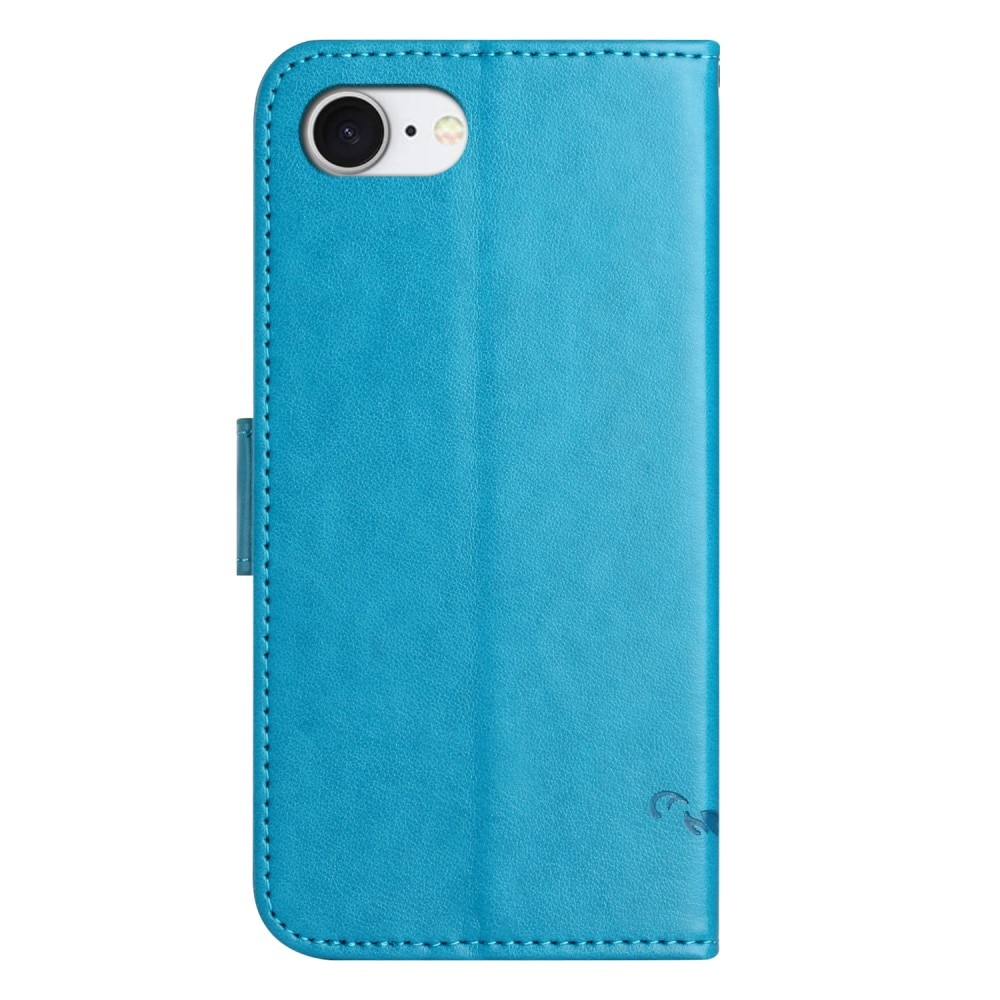 Funda de Cuero con Mariposas iPhone 16e, Azul