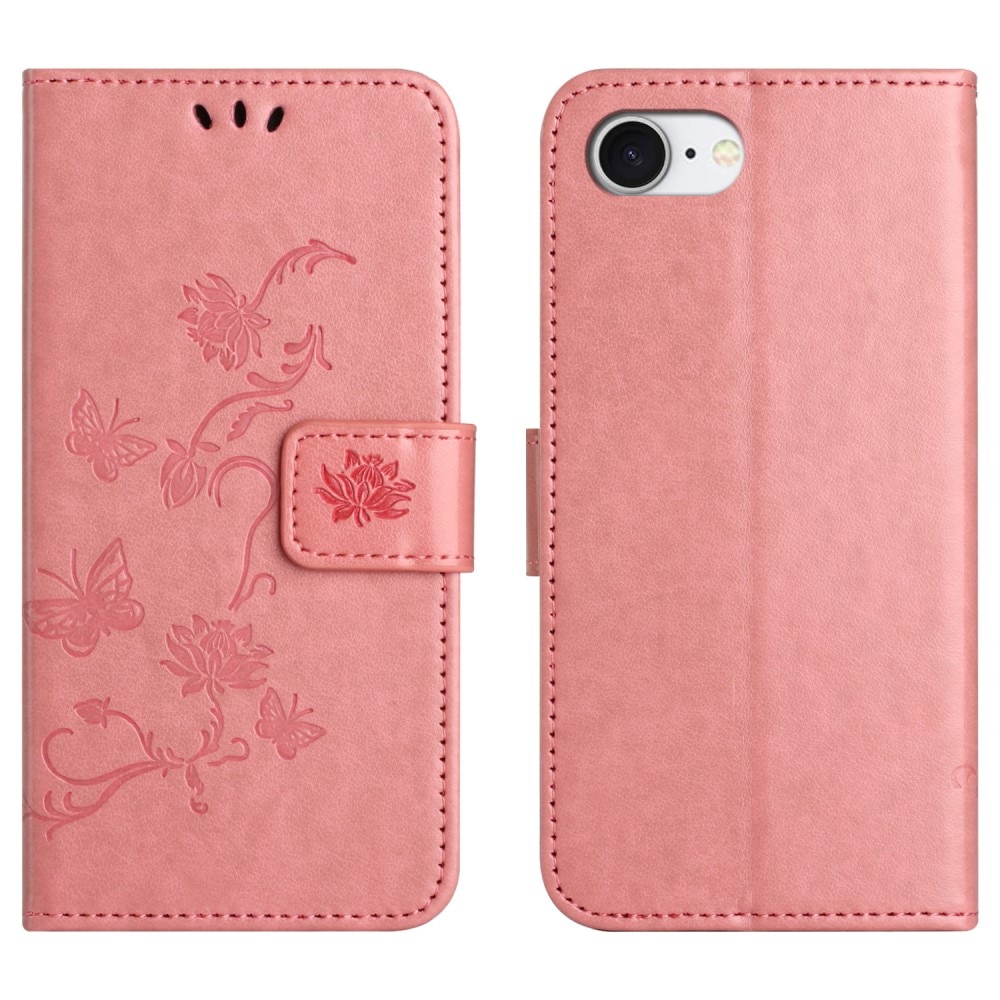 Funda de Cuero con Mariposas iPhone 16e, Rosa