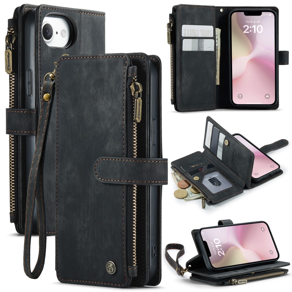 Cartera Zipper iPhone 16e Negro