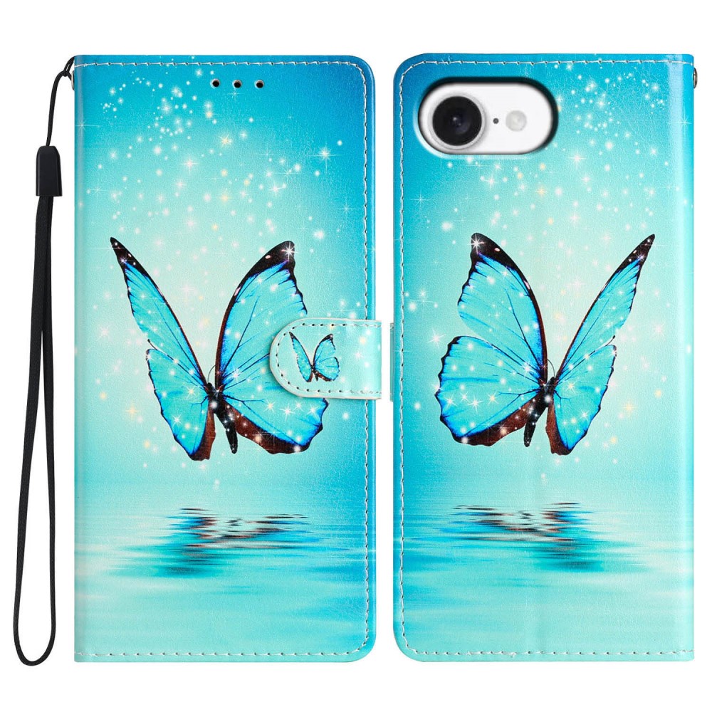 Funda cartera iPhone 16e mariposas azules