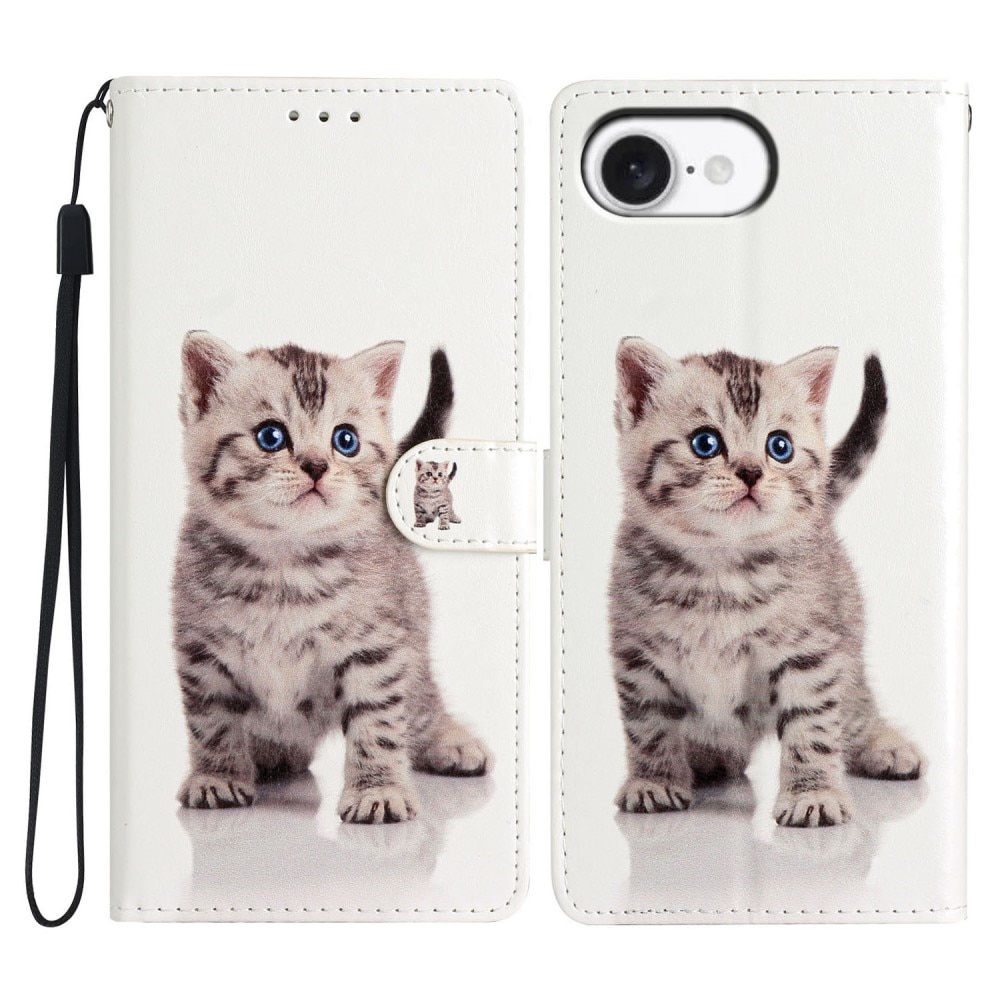 Funda cartera iPhone 16e gatito