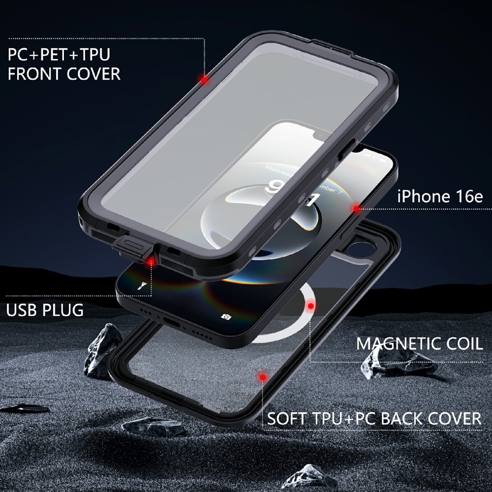 Funda Híbrida Impermeable MagSafe iPhone 16e transparente