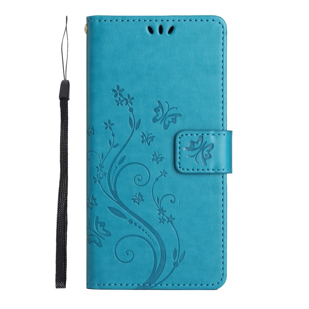 Funda de Cuero con Mariposas Samsung Galaxy S23, azul