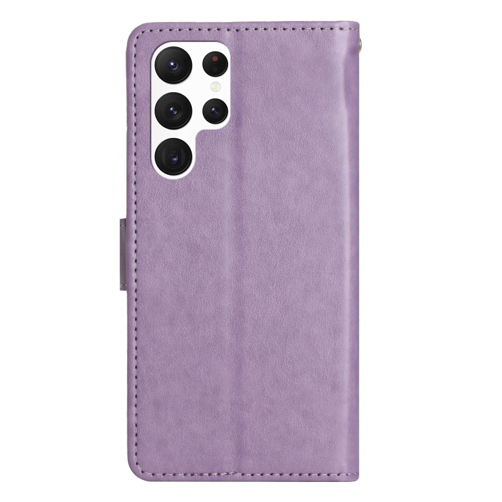 Funda de Cuero con Mariposas Samsung Galaxy S23 Ultra, violeta