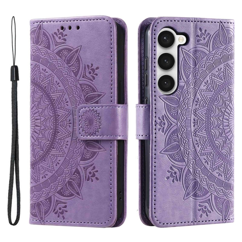 Funda de Cuero Mandala Samsung Galaxy S23 Plus violeta