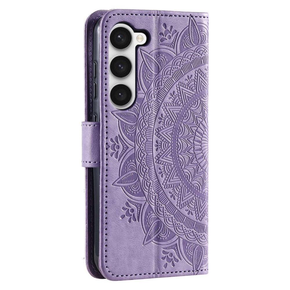 Funda de Cuero Mandala Samsung Galaxy S23 Plus violeta