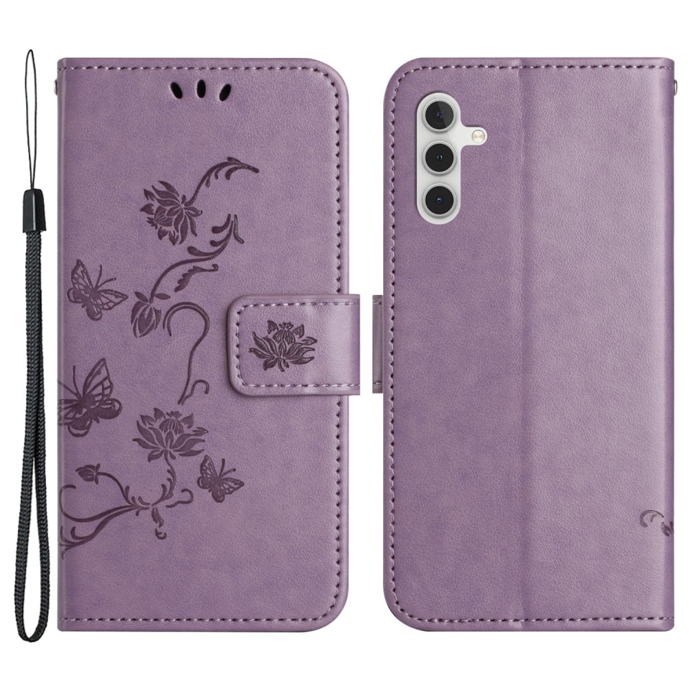 Funda de Cuero con Mariposas Samsung Galaxy A24, violeta