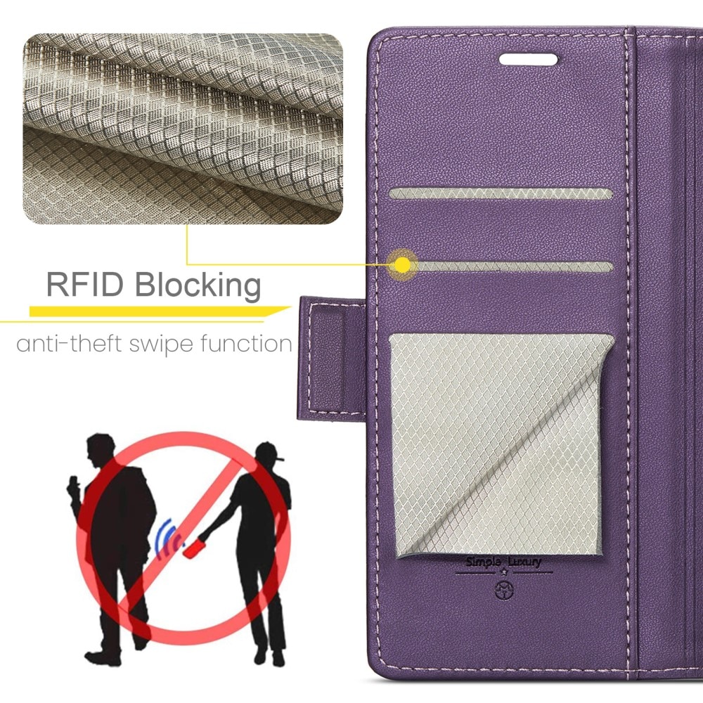 Funda delgada con solapa anti-RFID Google Pixel 8 Púrpura