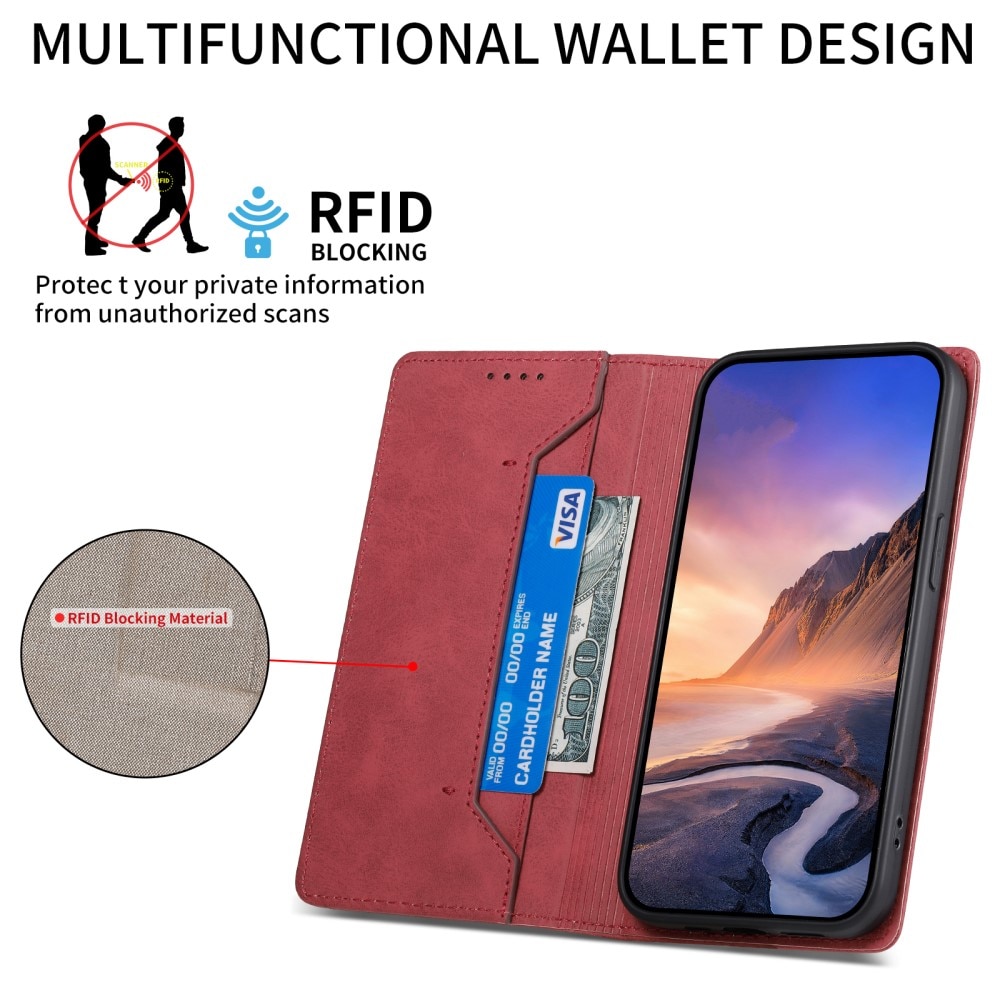 RFID Funda delgada cartera Google Pixel 8 rojo