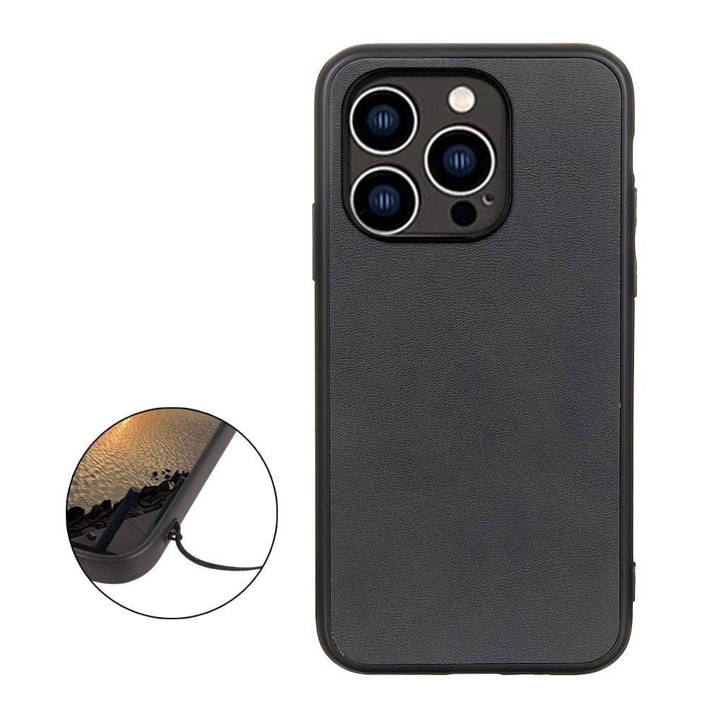 Funda de cuero iPhone 15 Pro negro