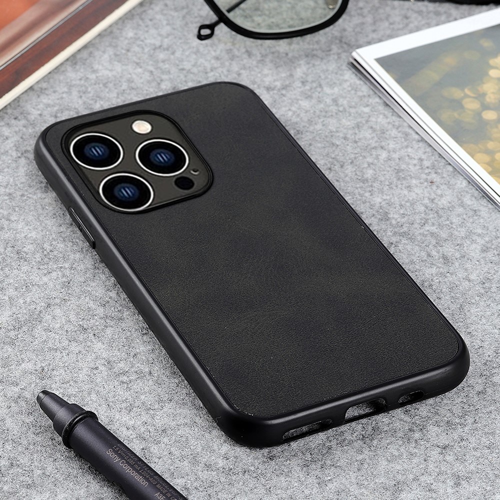 Funda de cuero iPhone 15 Pro negro